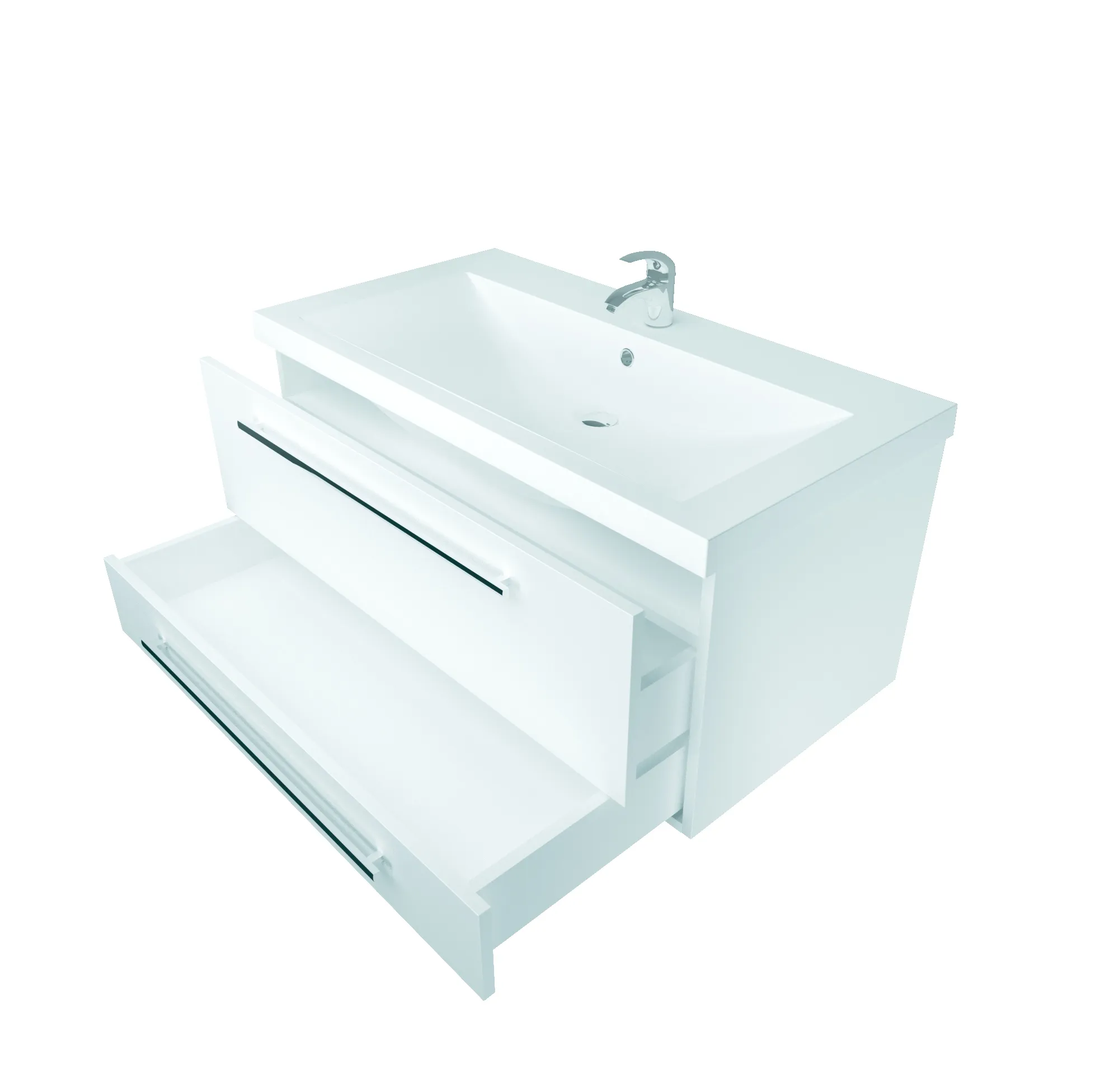 Тумба под раковину Соната 90П 2в.я. белый глянец