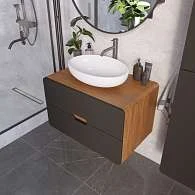 Тумба со столешницей ЭТЕРИ/Vortex 80П (800х500х500) 2я орех ноче тортона/монолит найт