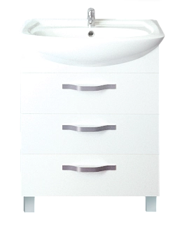 Тумба под раковину Вита 65Н 3в.я. белый глянец, МДФ