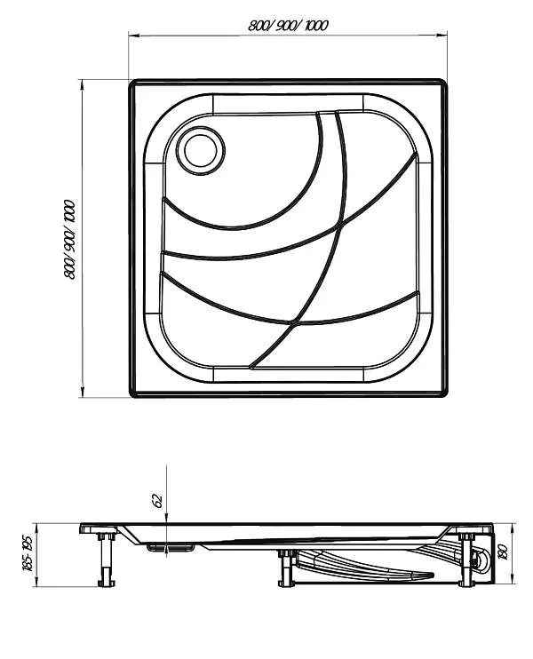 Поддон ФРЕЯ НЬЮ/FREYA NEW 900х900 квадрат комплект Стандарт 1
