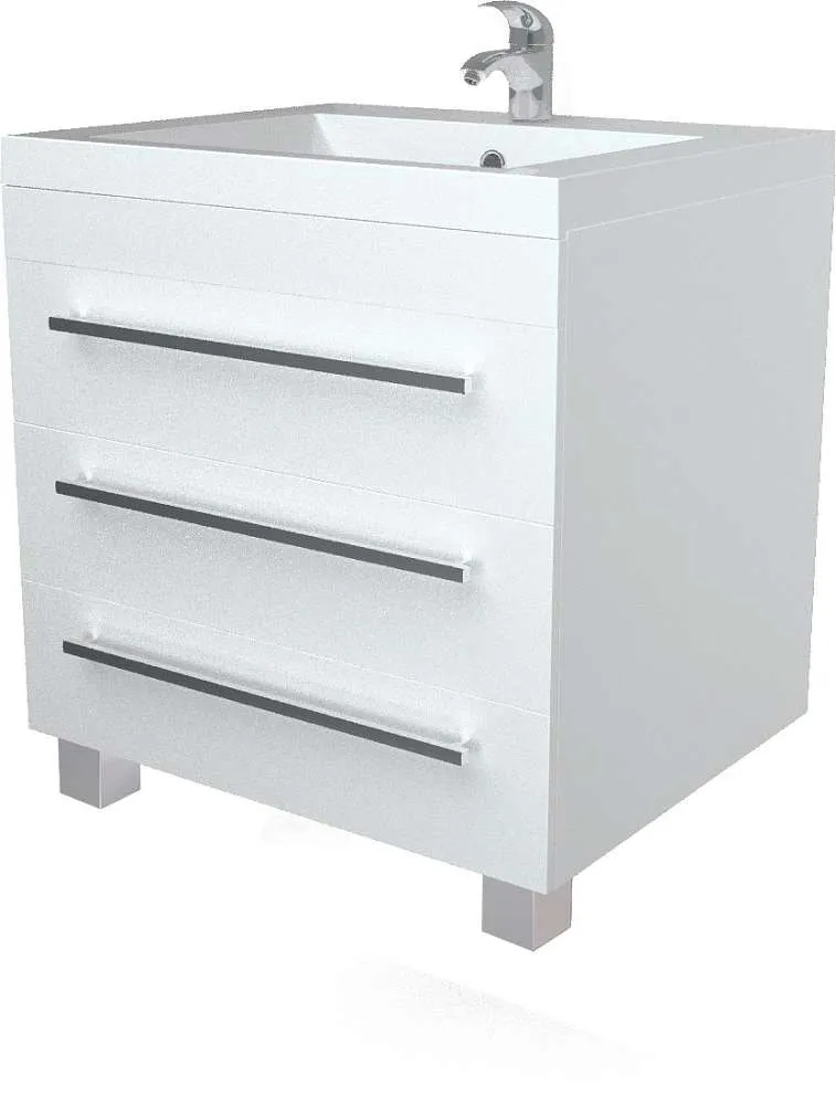 Тумба под раковину Соната 58Н 3в.я. белый глянец
