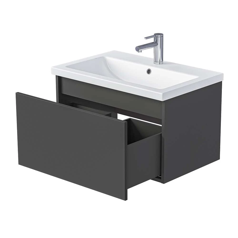 Тумба БЛОК МИНИ/Aris mini 70П (700х440х450) 1я антрацит/монолит дарк раковина