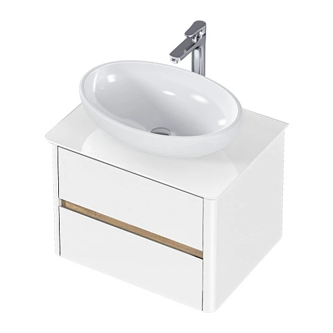 Тумба со столешницей МОНРО/Monro 60П (600х420х450) 2я белый стекло