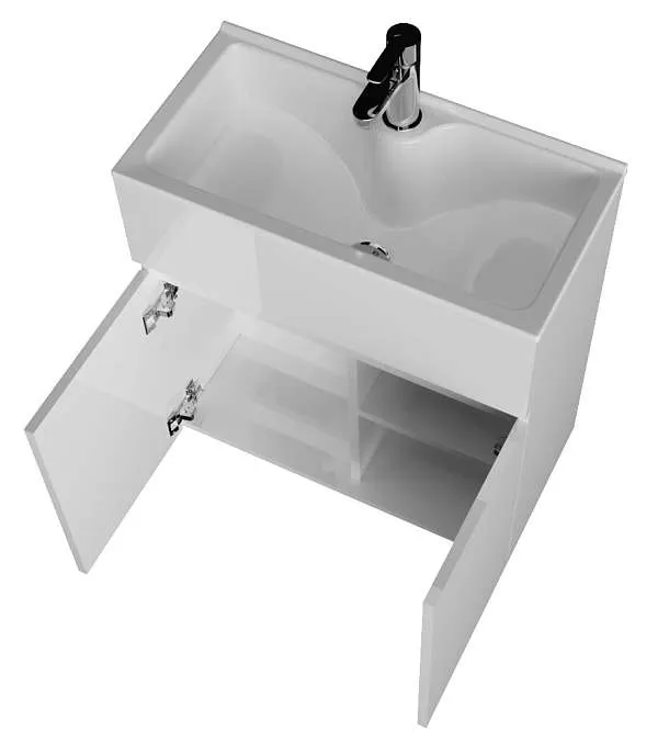 Тумба с раковиной Mira 60П 2д. Белый глянец