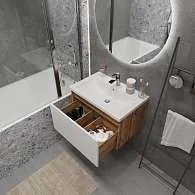 Тумба под раковину БЛОК МИНИ/Aris mini 70П (685х400х447) 1я дуб вотан/белый глянец