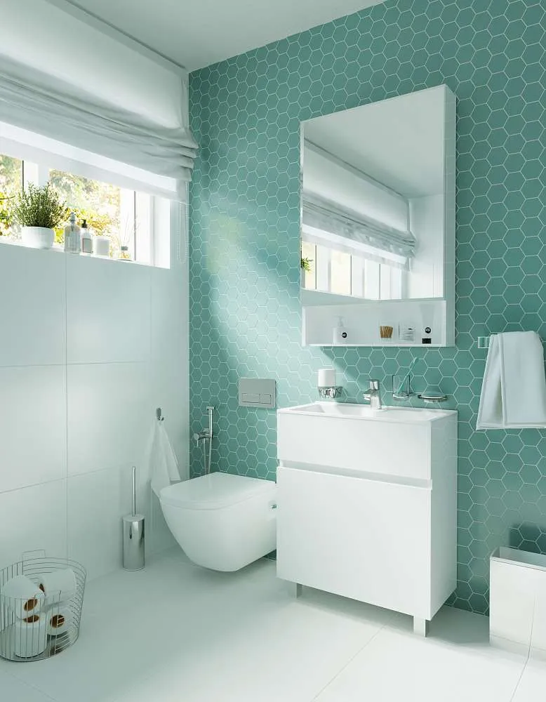 Тумба с раковиной МИРА/Mira 60Н 2д. белый глянец