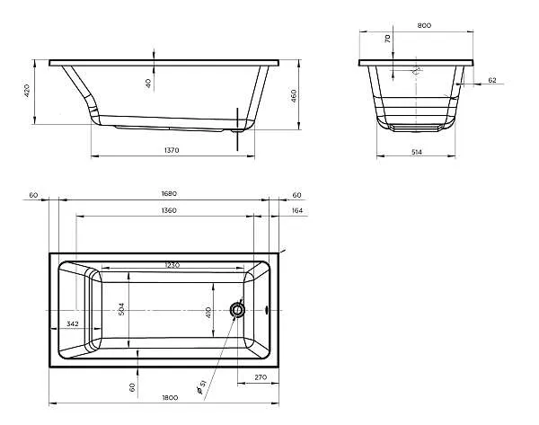 Ванна БЬЯНКА/BIANCA 1800х800 МГ