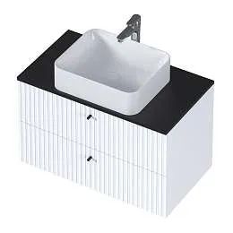 Тумба со столешницей Desire 800х487х500П 2я монолит найт/эмаль белая