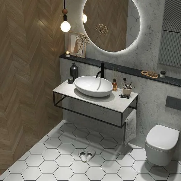 Столешница из керамогранита LOFT 100, Светло-серый МА01 Nat