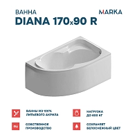 Ванны Ванна "DIANA" 170x90 R Комплект Премиум