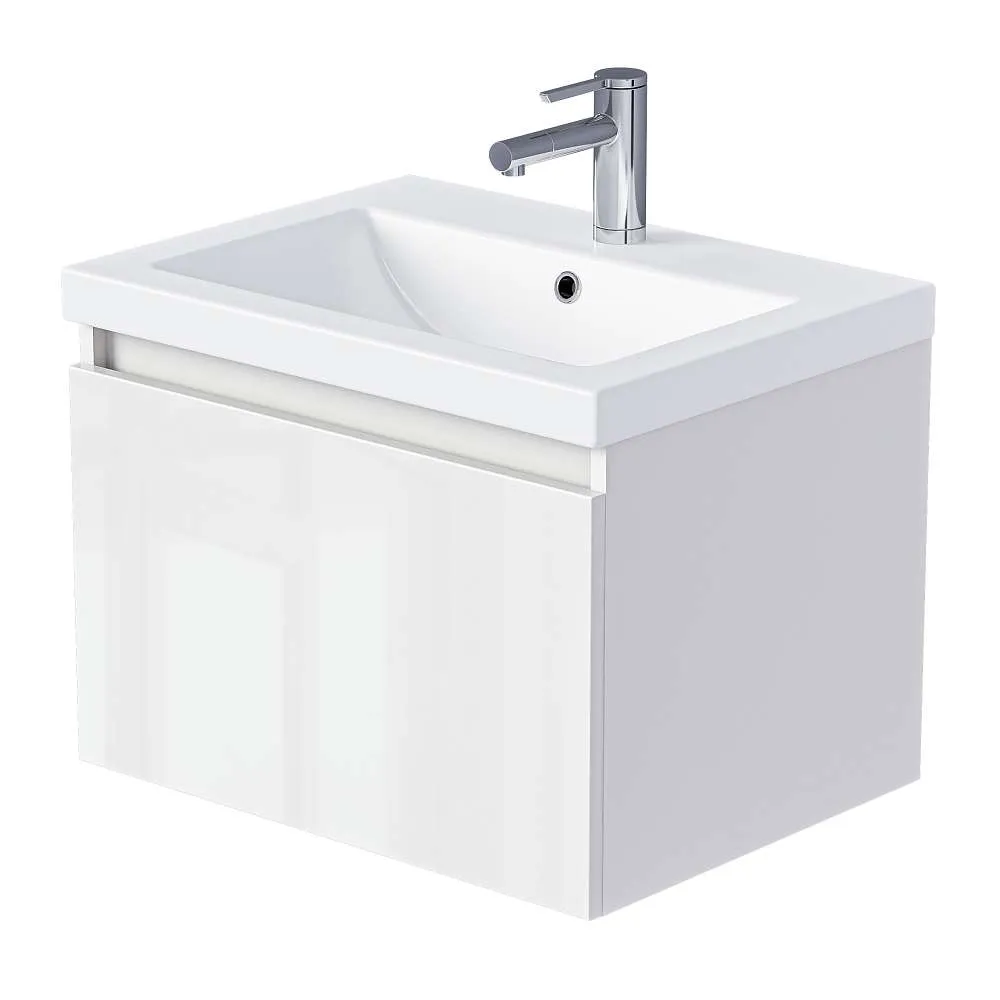 Тумба под раковину БЛОК МИНИ/Aris mini 70П (685х400х447) 1я белая аляска/белый глянец