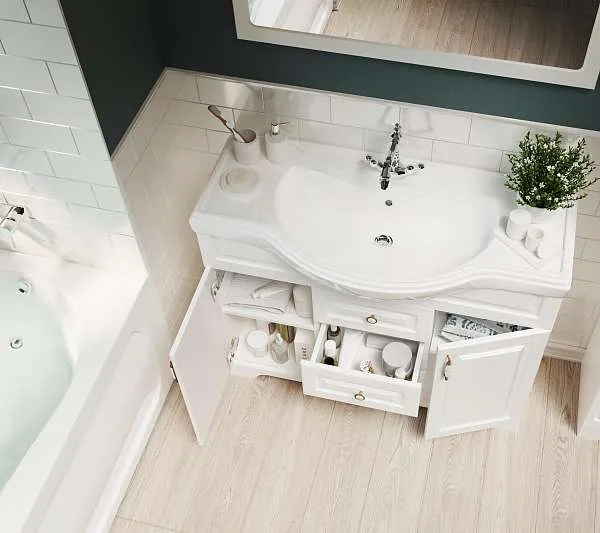 Тумба под раковину Прованс New 80Н 2в.я. 2д. Белый глянец