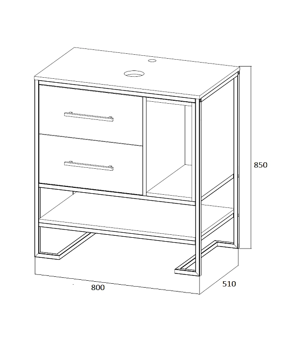 Тумба со столешницей Grunge Loft 80Н 2я/2п Дуб вотан
