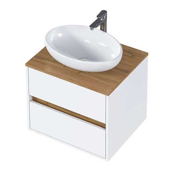 Тумба со столешницей Veil 60П (600х500х500) 2я белая аляска/дуб вотан