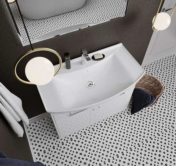 Тумба под раковину Lina Classic New 85Н 1в.я 2д Белый глянец