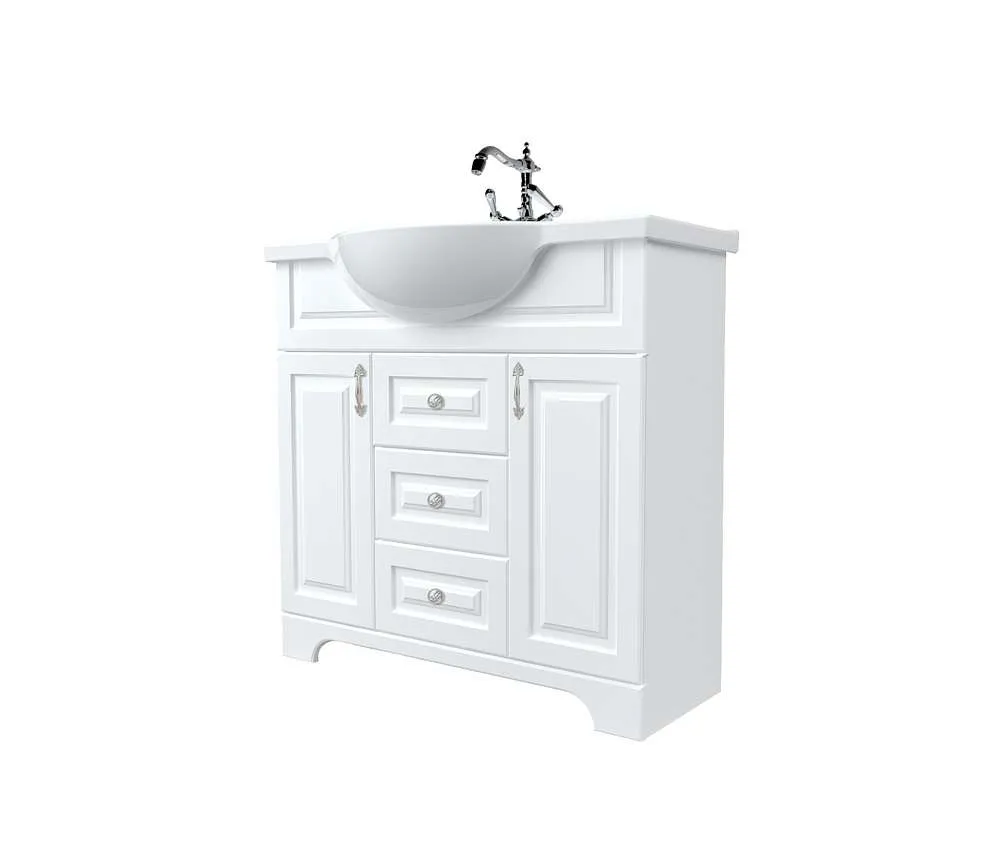 Тумба под раковину ПРОВАНС 105Н 2в.я. 2д. белый глянец