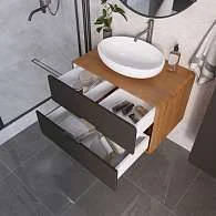 Тумба со столешницей ЭТЕРИ/Vortex 80П (800х500х500) 2я орех ноче тортона/монолит найт