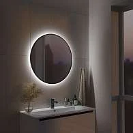 Зеркало ФОРМА ГАЛО (600х600х30) круг черный К01 LED датчик