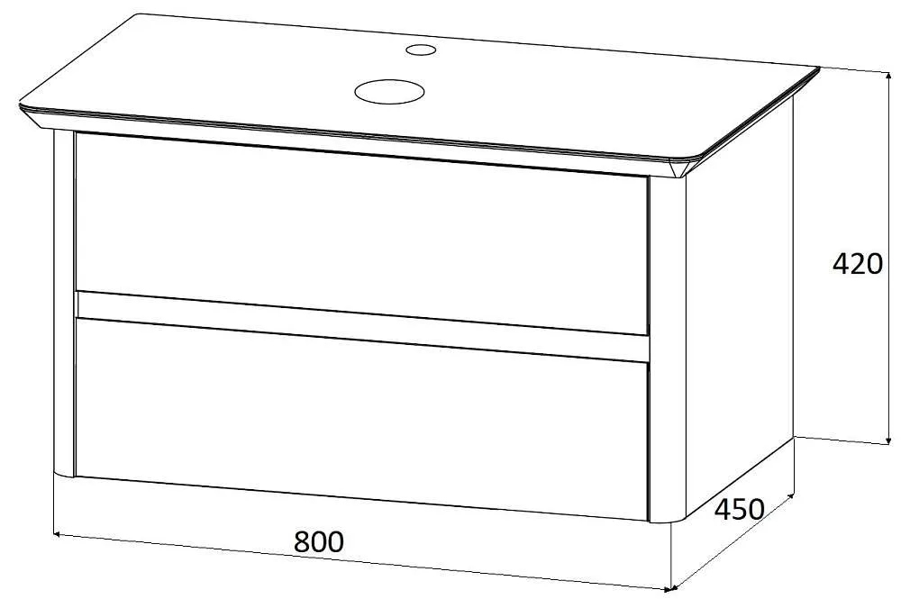 Тумба со столешницей МОНРО/Monro 80П (800х420х450) 2я серый стекло