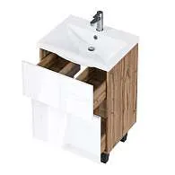 Тумба под раковину Aris 60Н (590х870х440) 2я дуб вотан/белый глянец