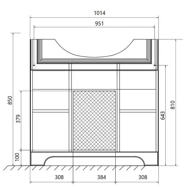 Тумба под раковину Прованс New 105Н 2в.я. 2д. Белый глянец