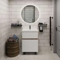 Тумба под раковину Aris 60Н (590х870х440) 2я дуб вотан/белый глянец