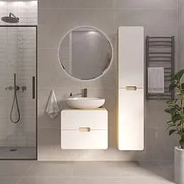 Тумба со столешницей Vortex 60П (600х500х500) 2я орех лучистый солнечный/супермат айс