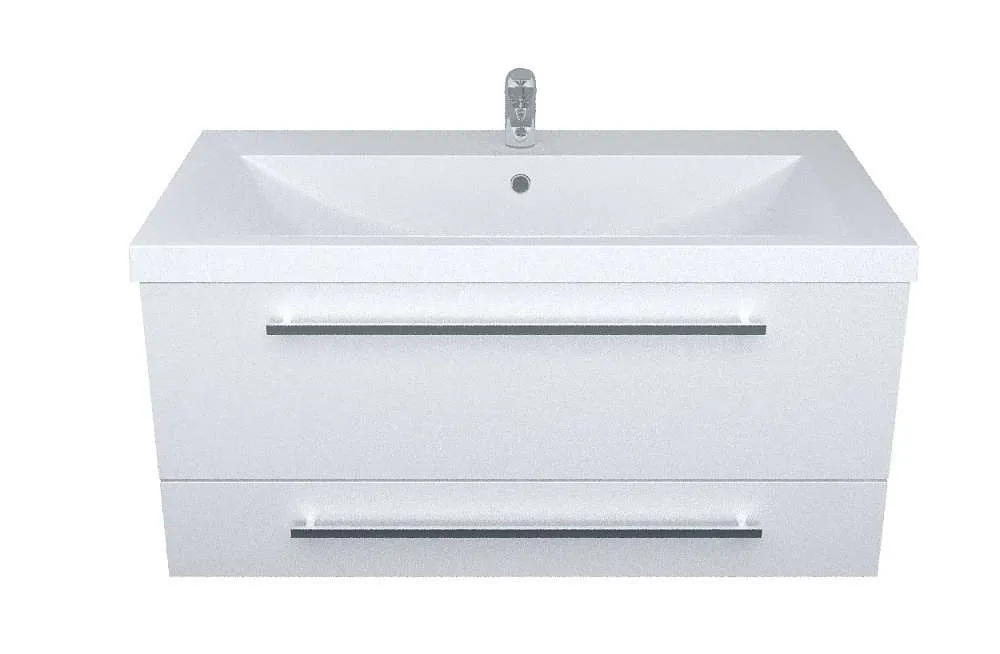 Тумба под раковину Соната 75П 2в.я. белый глянец