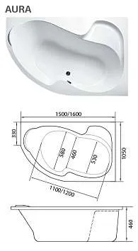 Ванна акриловая Marka One AURA 160x105