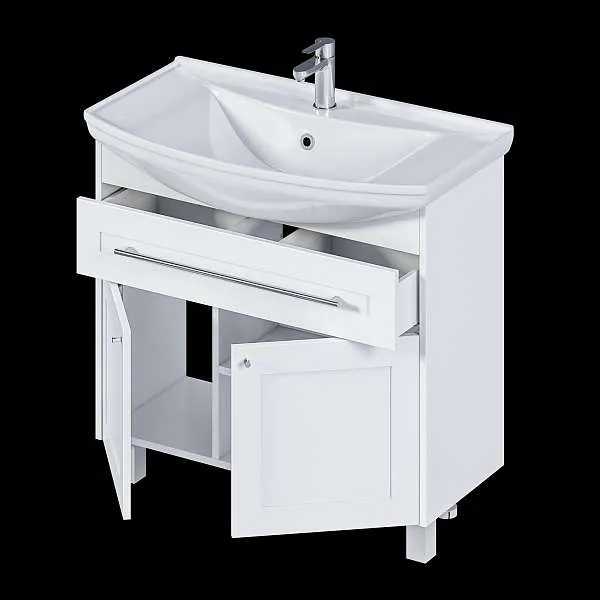 Тумба под раковину Lina Classic New 85Н 1в.я 2д Белый глянец