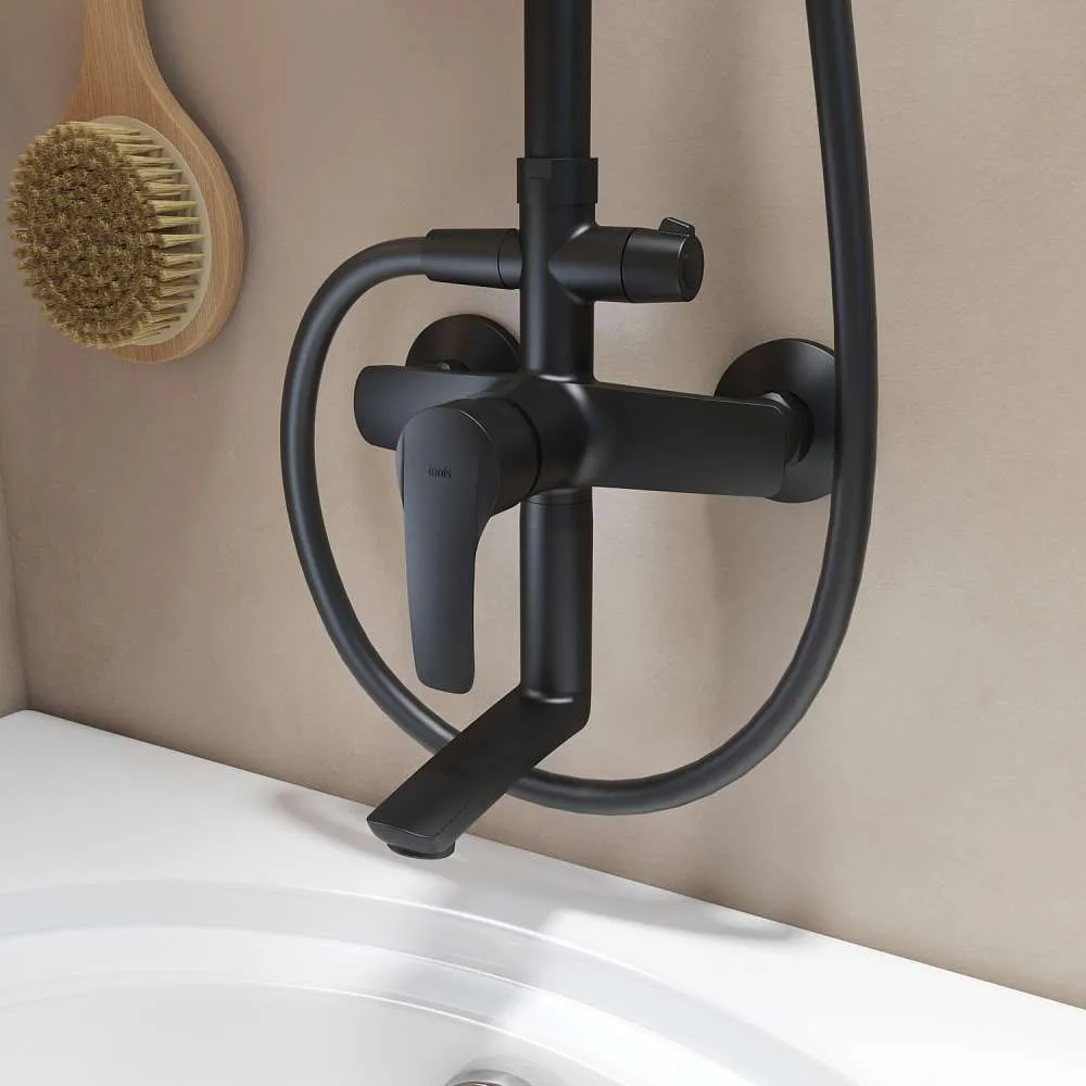 Душевая система  IDDIS Ray с  изливом черный матовый RAYBL3Fi06