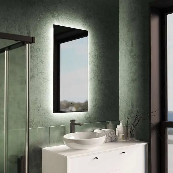 Зеркало Shape Strict (500х1000х30) прямоугольник черный К01 LED датчик