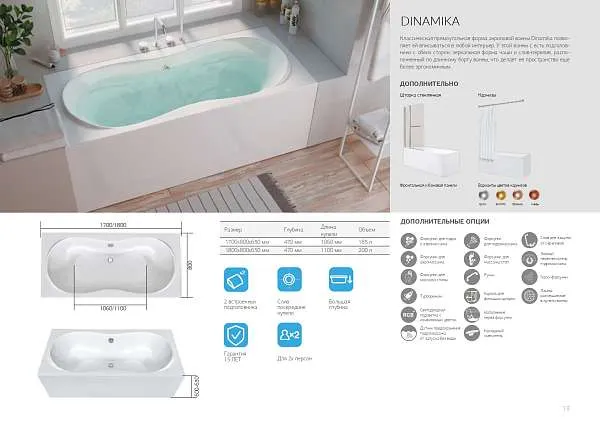 Ванна ДИНАМИКА/DINAMIKA 1800х800 СМ/ПР