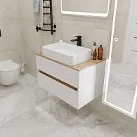 Тумба со столешницей Veil 80П (800х500х500) 2я белая аляска/дуб вотан