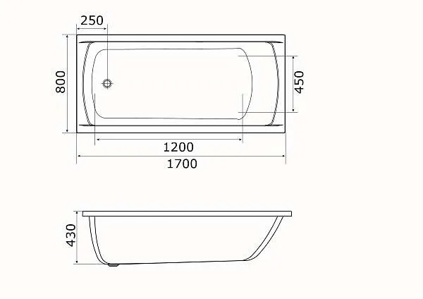 Ванна МОДЕРН/MODERN 1700х800 СМ/ПР