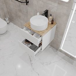 Тумба со столешницей Veil 50П (500х500х500) 2я белая аляска/дуб вотан