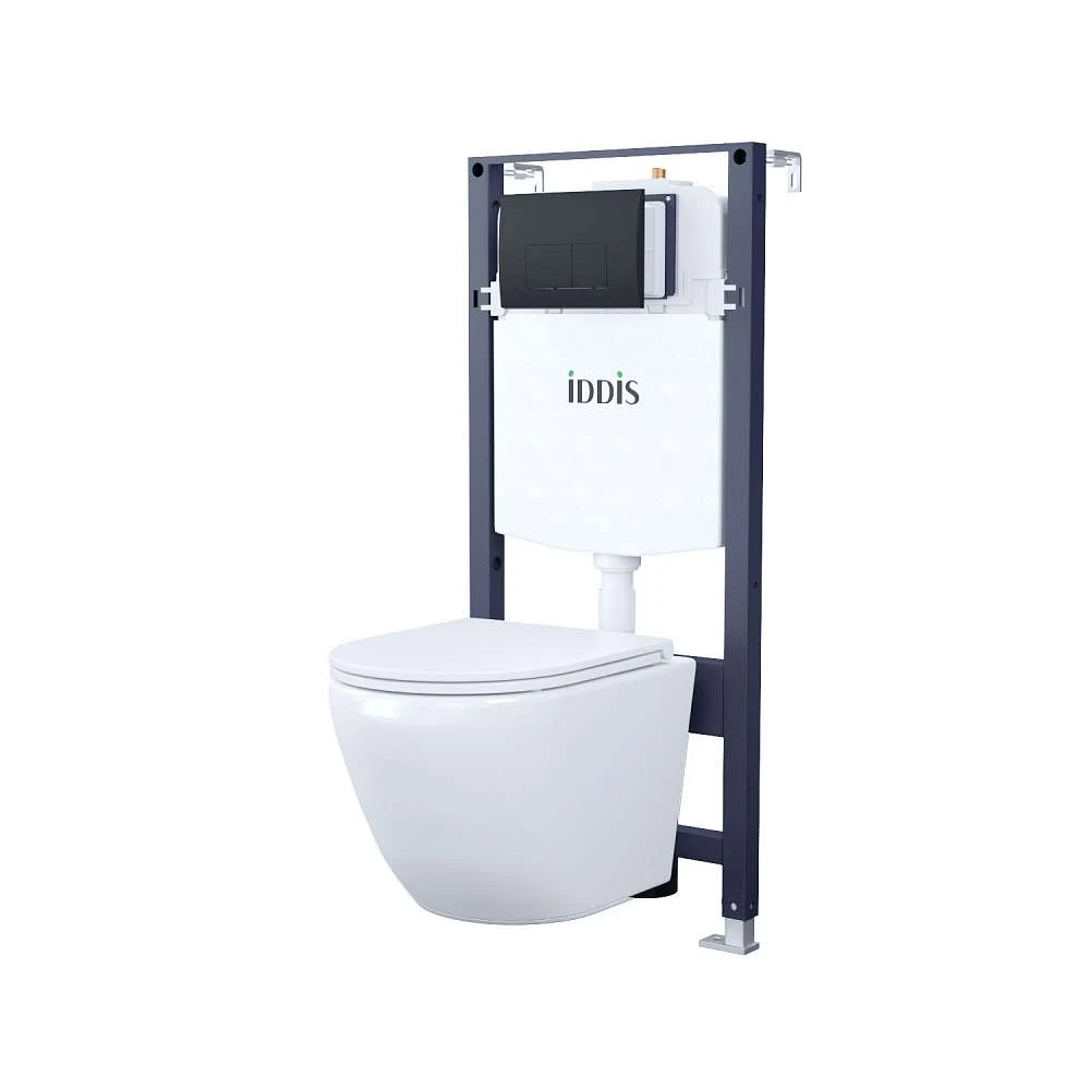 Комплект 3в1 IDDIS: подвесной унитаз, инсталляция и клавиша смыва BASB020i73
