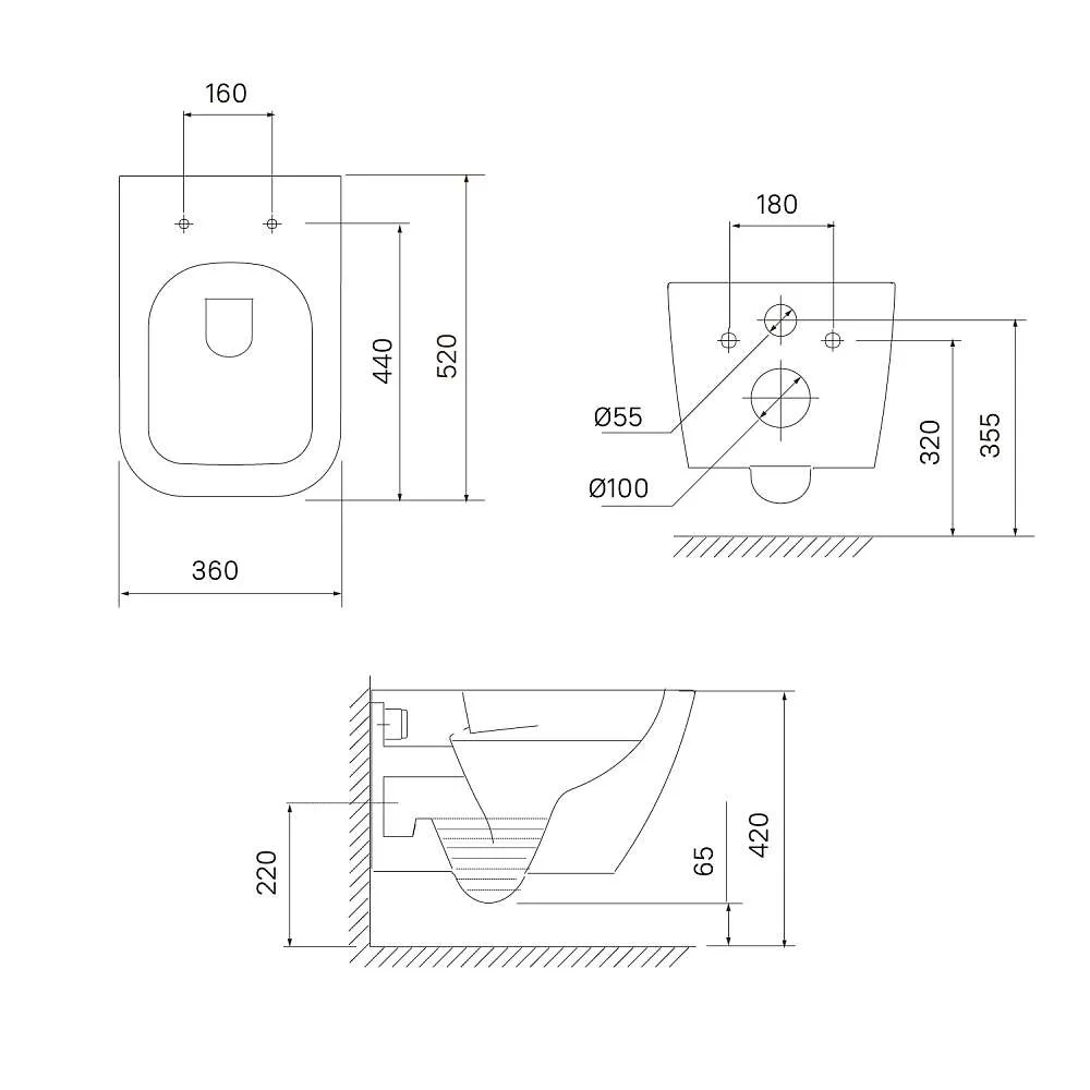 Унитаз подвесной безободковый IDDIS Torr TORRDSEi25