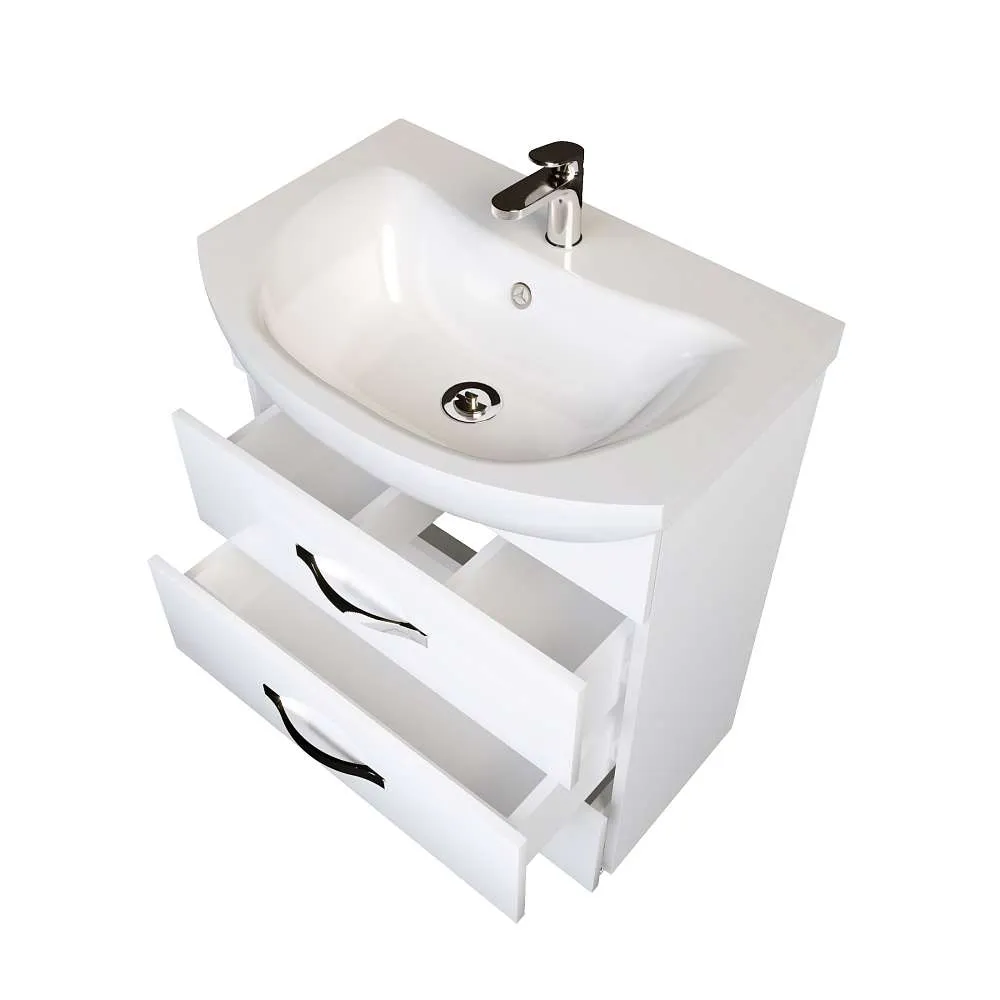 Тумба под раковину Вита 65Н 3в.я. белый глянец, МДФ