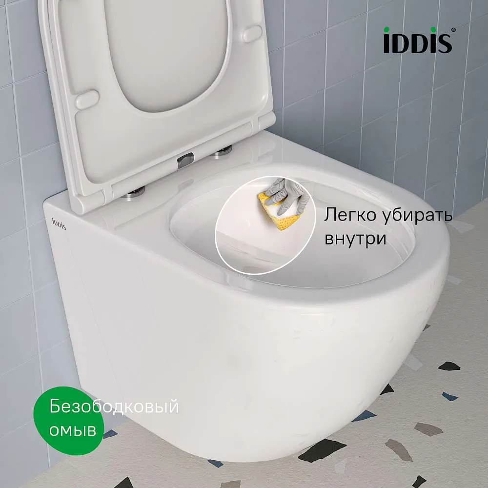 Унитаз подвесной IDDIS безободковый Blanco смыв торнадо BLQRDSEI25