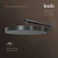 Комплект встраиваемый IDDIS Duna смеситель, верхний душ, лейка термостат графит матовый DUNGM0Ti67