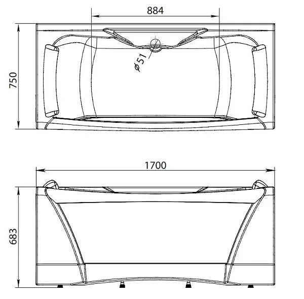 Ванна ДОЛЬЧЕ ВИТА/DOLCE VITA 1700х750