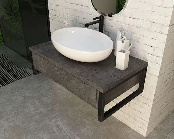 Тумба со столешницей GRUNGE LOFT 80П 1в.я Бетон темно-серый