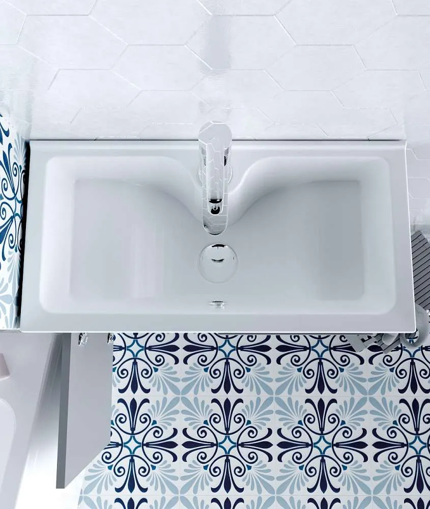 Тумба с раковиной МИРА/Mira 60Н 2д. белый глянец