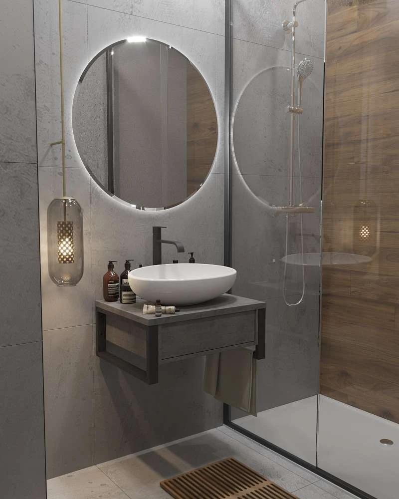 Тумба со столешницей ГРАНЖ ЛОФТ/GRUNGE LOFT 60П 1в.я бетон темно-серый
