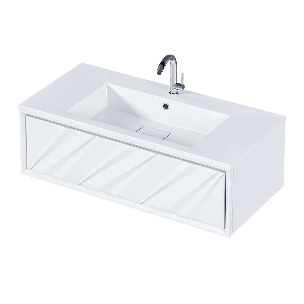 Тумба под раковину ГЛЕЙС/Glace 100П (994х300х476) 1я белый (верх)