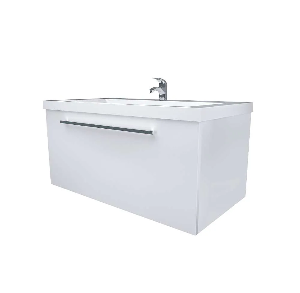 Тумба под раковину Соната 90П 1в.я. белый глянец