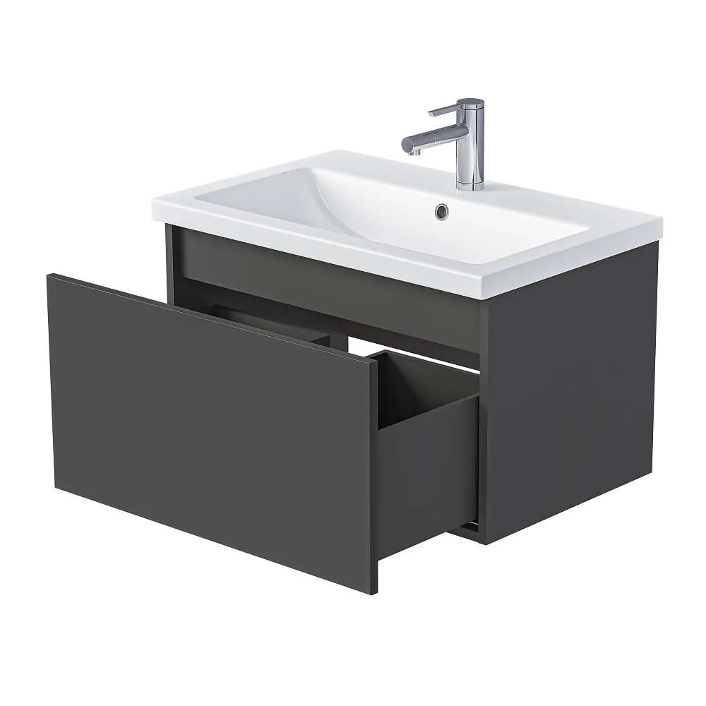 Тумба под раковину БЛОК МИНИ/Aris mini 60П (590х400х447) 1я антрацит/монолит дарк