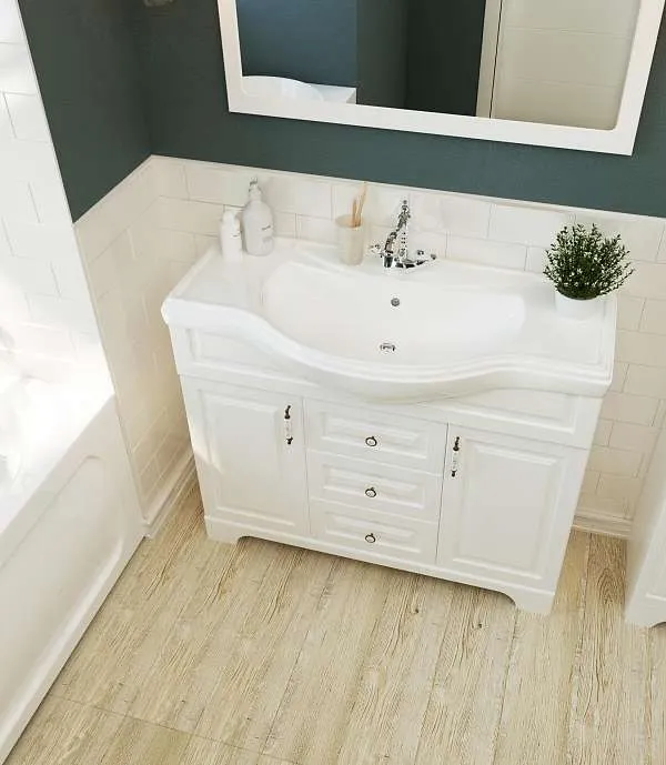 Тумба под раковину Прованс New 80Н 2в.я. 2д. Белый глянец