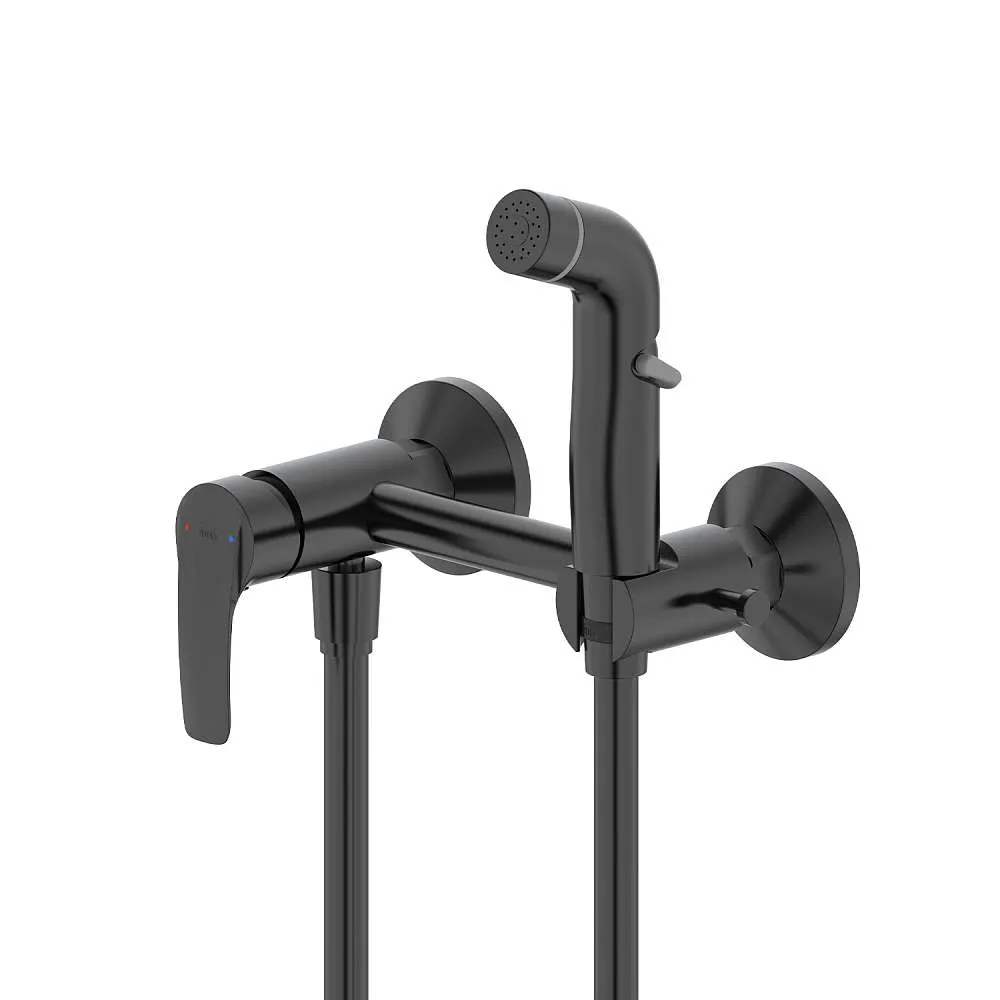 Смеситель с гигиенической лейкой IDDIS Ray черный матовый RAYBL00i08